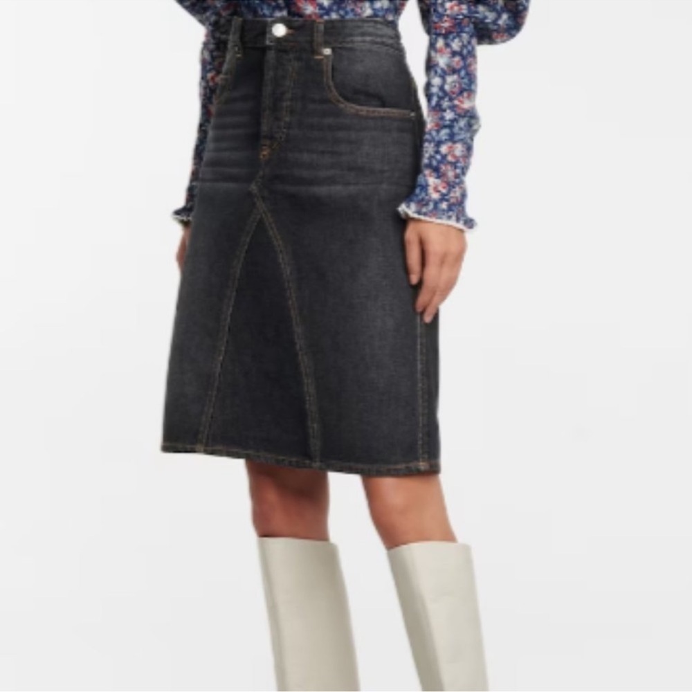 Isabel Marant Etoile Black Fiali Denim Pencil Midi Skirt size 38